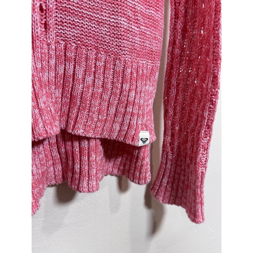 Roxy Womens Hoodie Sweater Open Knit Crochet Pink Beach Boho Large - Picture 3 of 7